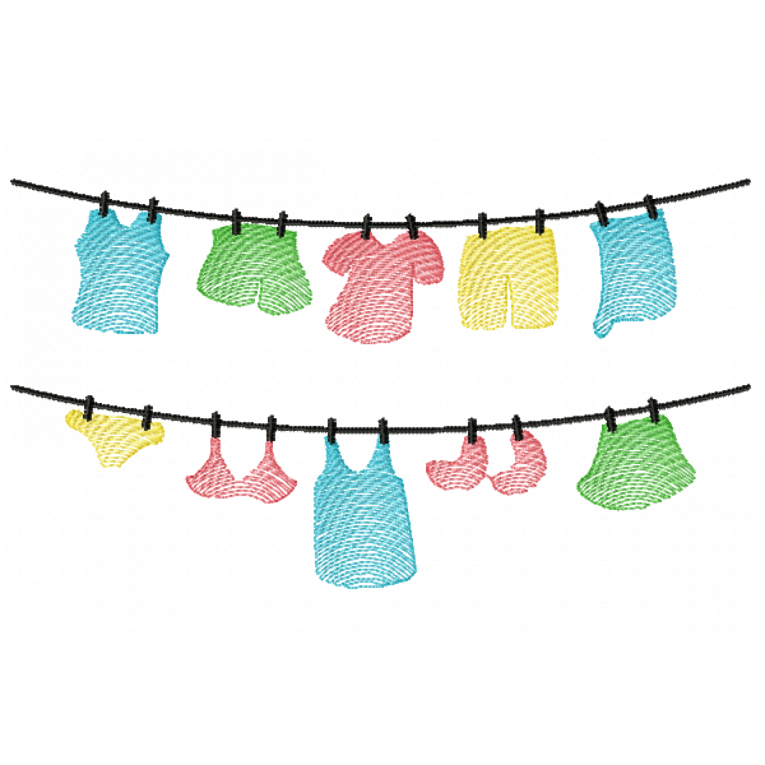 Clothes line Embroidery Design