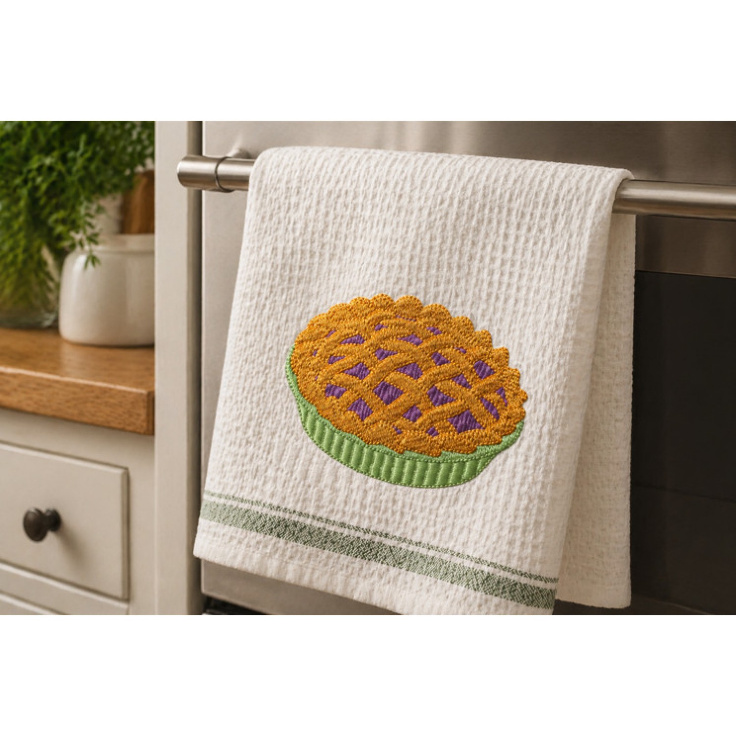 Cozy Lattice Pie Embroidery Design 4x4