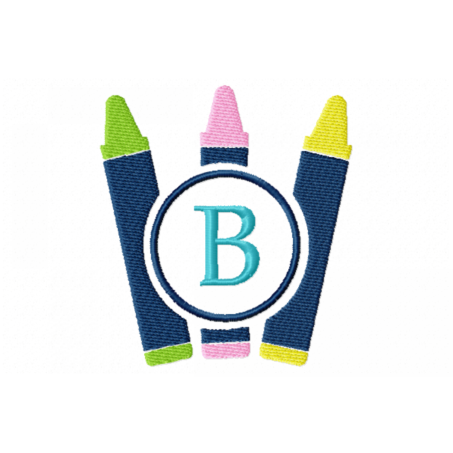 Crayons Frame Monogram Letter B Embroidery Design