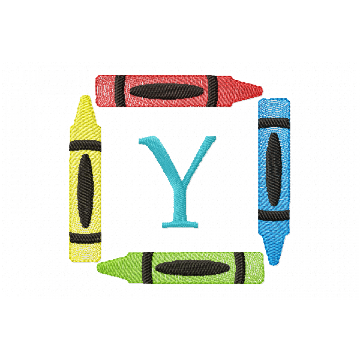 Crayons Frame Letter Y Monogram Embroidery Design