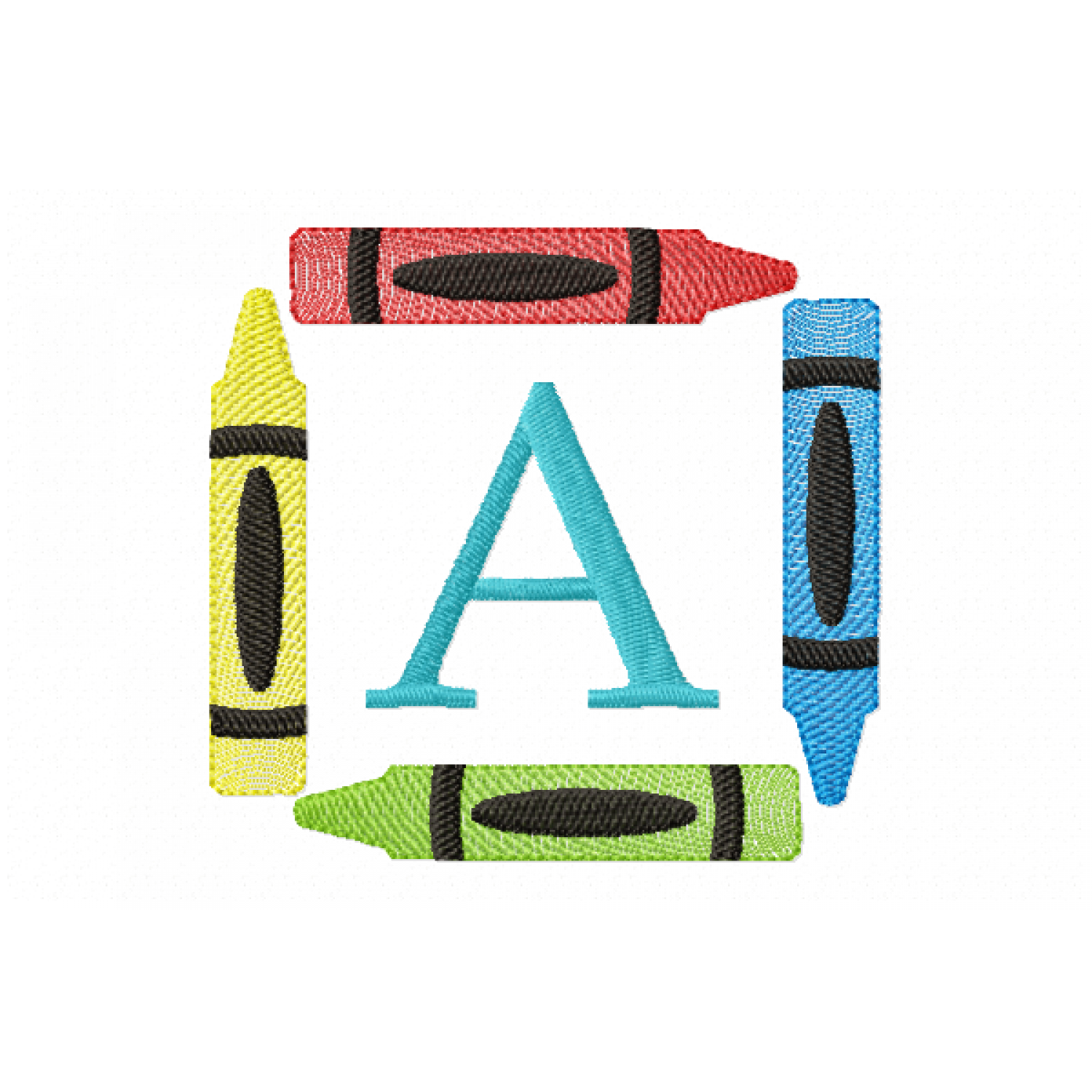 Crayons Frame Letter A Monogram Embroidery Design