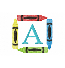 Crayons Frame Letter A Monogram Embroidery Design Crayons Frame Letter A Monogram Embroidery Design