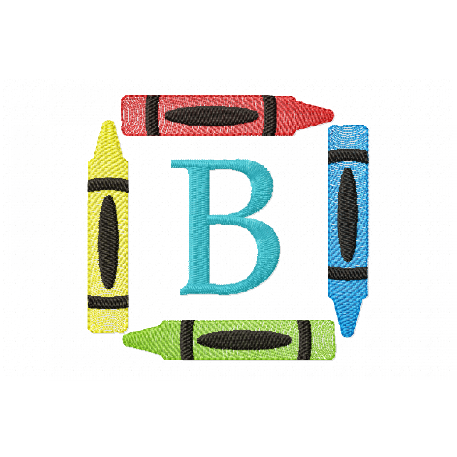 Crayons Frame Letter B Monogram Embroidery Design