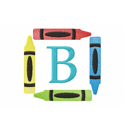 Crayons Frame Letter B Monogram Embroidery Design Crayons Frame Letter B Monogram Embroidery Design