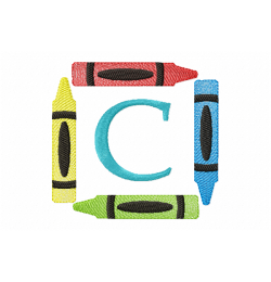 Crayons Frame Letter C Monogram Embroidery Design Crayons Frame Letter C Monogram Embroidery Design