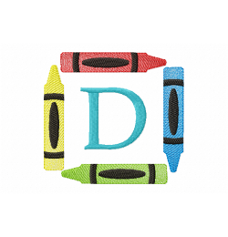Crayons Frame Letter D Monogram Embroidery Design Crayons Frame Letter D Monogram Embroidery Design