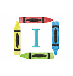 Crayons Frame Letter I Monogram Embroidery Design Crayons Frame Letter I Monogram Embroidery Design