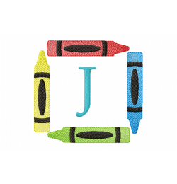 Crayons Frame Letter J Monogram Embroidery Design Crayons Frame Letter J Monogram Embroidery Design