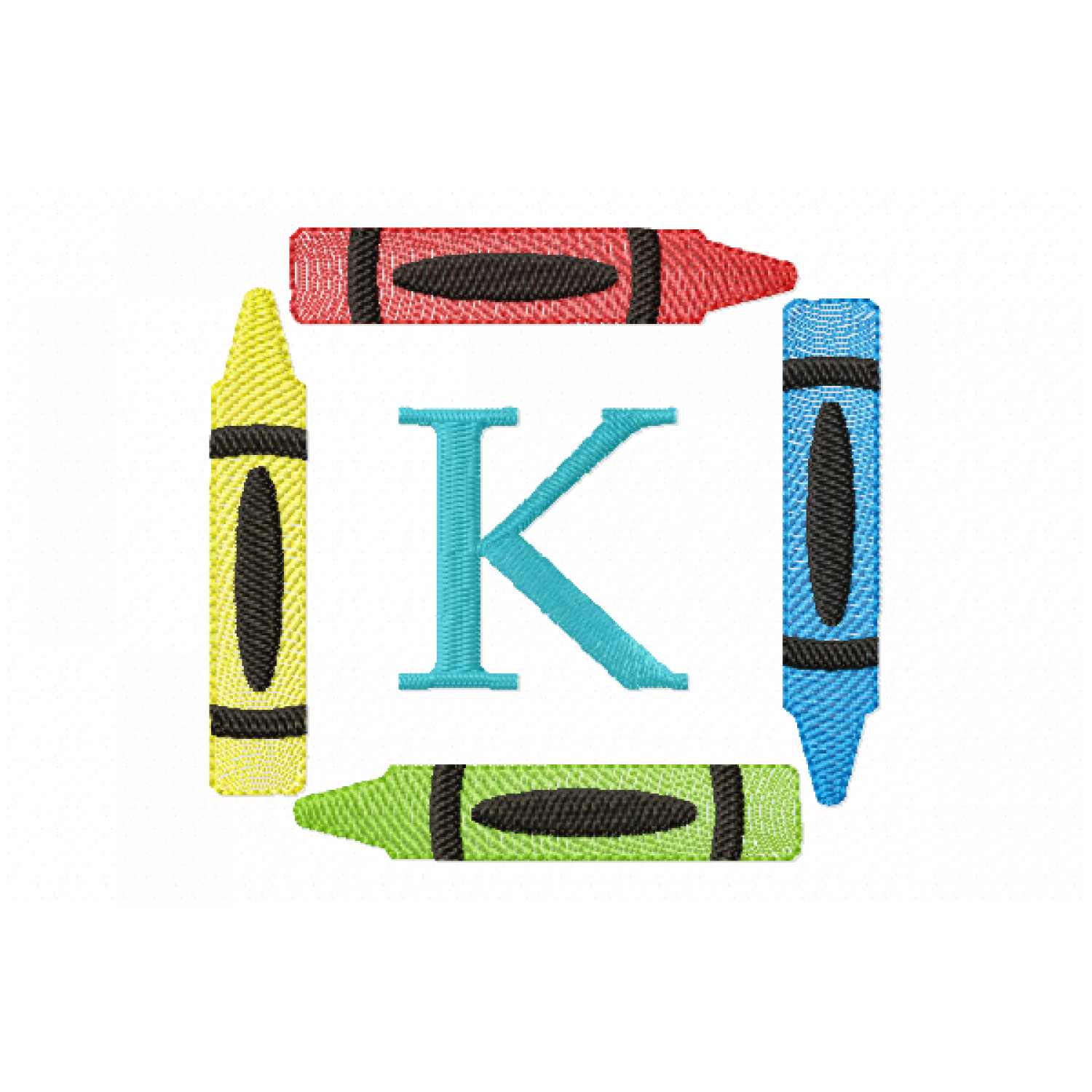 Crayons Frame Letter K Monogram Embroidery Design