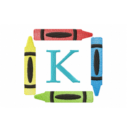 Crayons Frame Letter K Monogram Embroidery Design Crayons Frame Letter K Monogram Embroidery Design