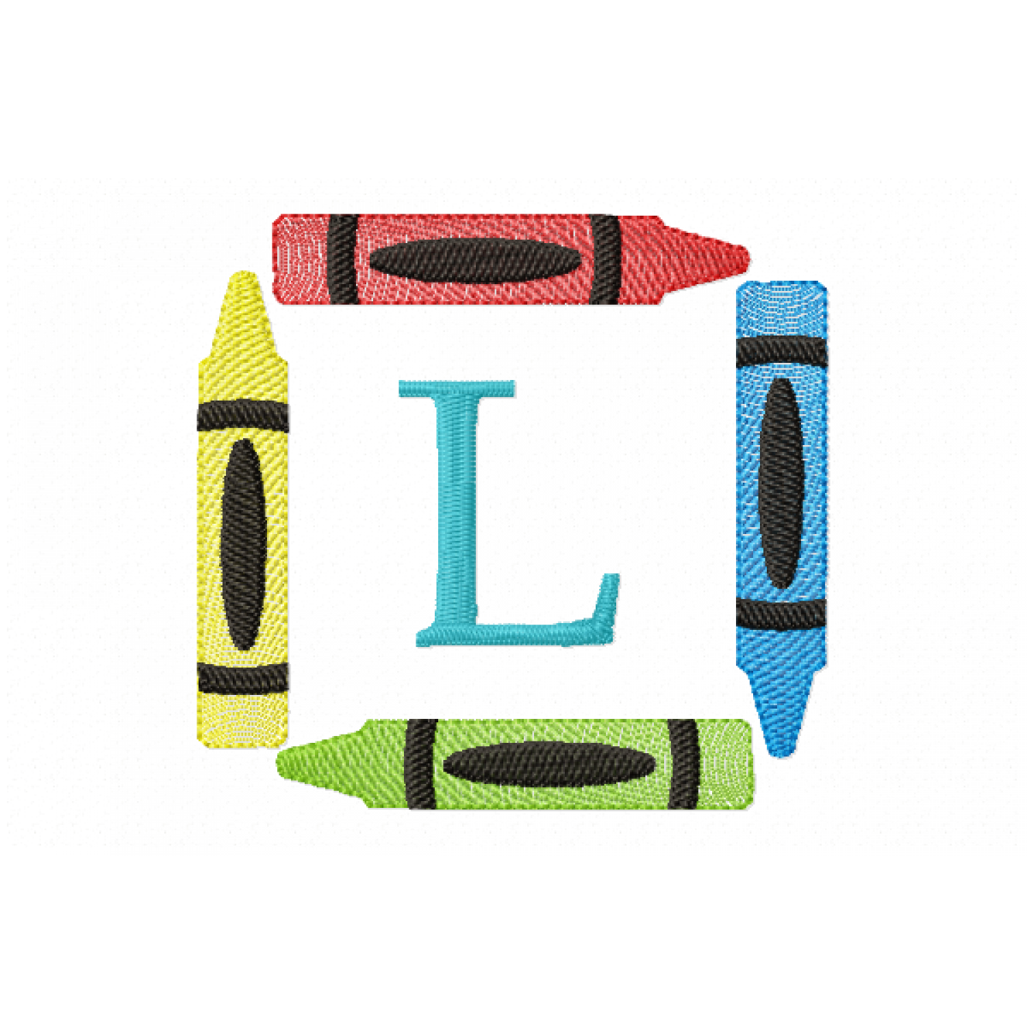 Crayons Frame Letter L Monogram Embroidery Design