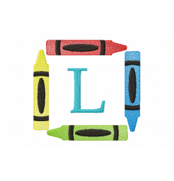 Crayons Frame Letter L Monogram Embroidery Design Crayons Frame Letter L Monogram Embroidery Design