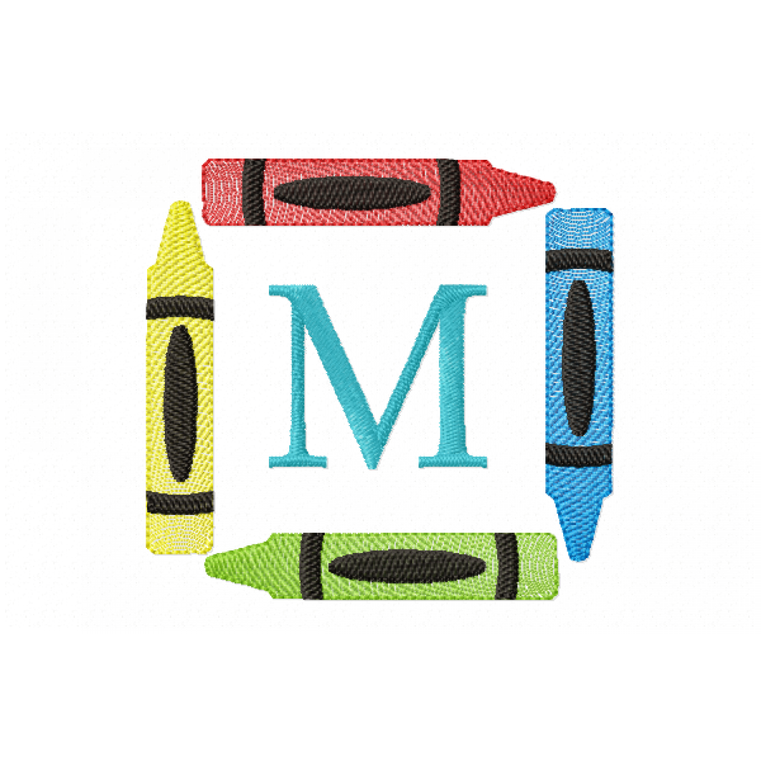 Crayons Frame Letter M Monogram Embroidery Design