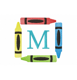 Crayons Frame Letter M Monogram Embroidery Design Crayons Frame Letter M Monogram Embroidery Design