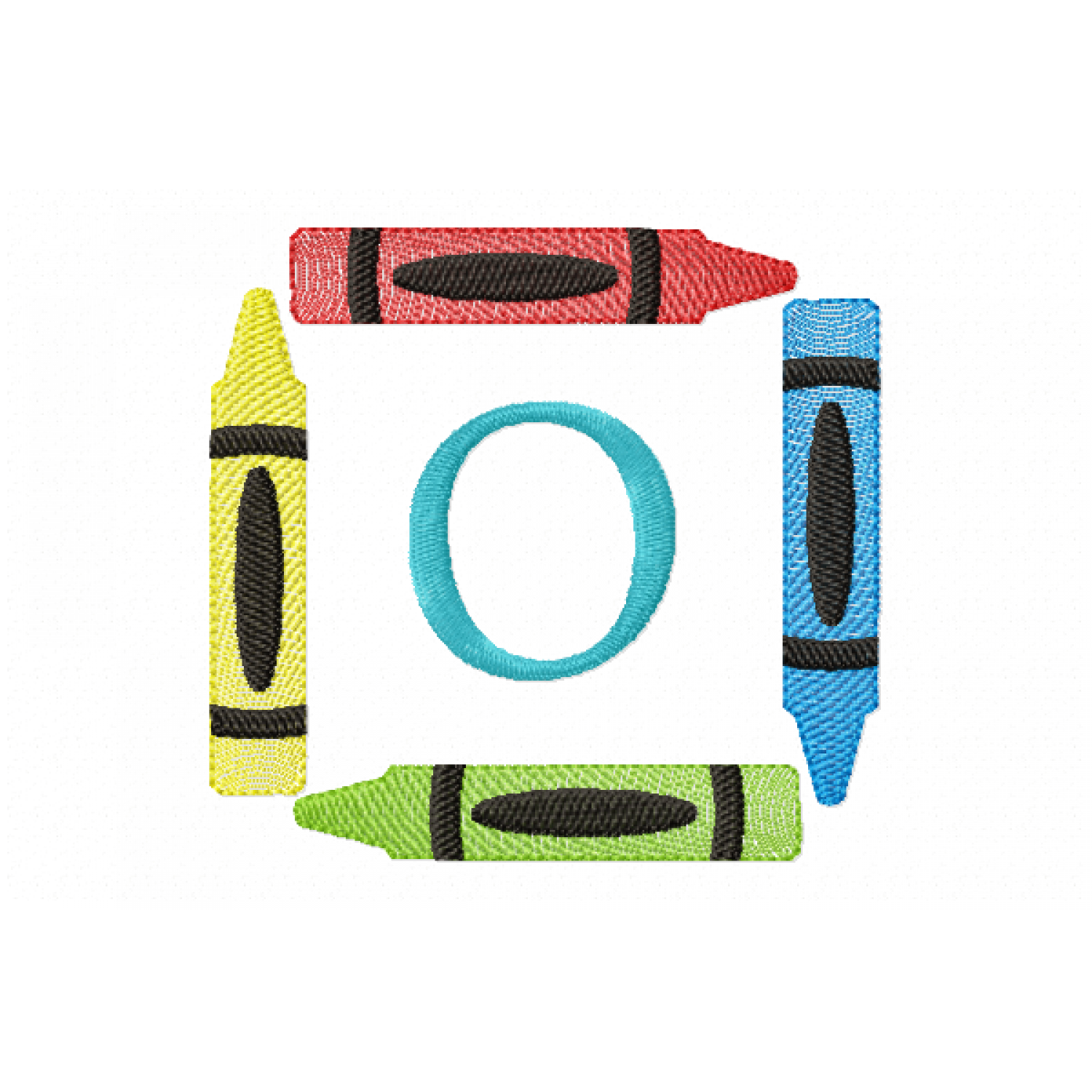 Crayons Frame Letter O Monogram Embroidery Design