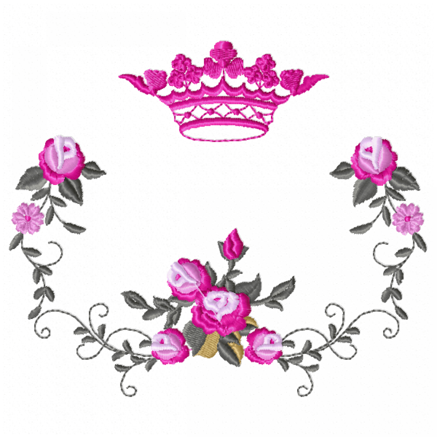 Crown frame Embroidery Design