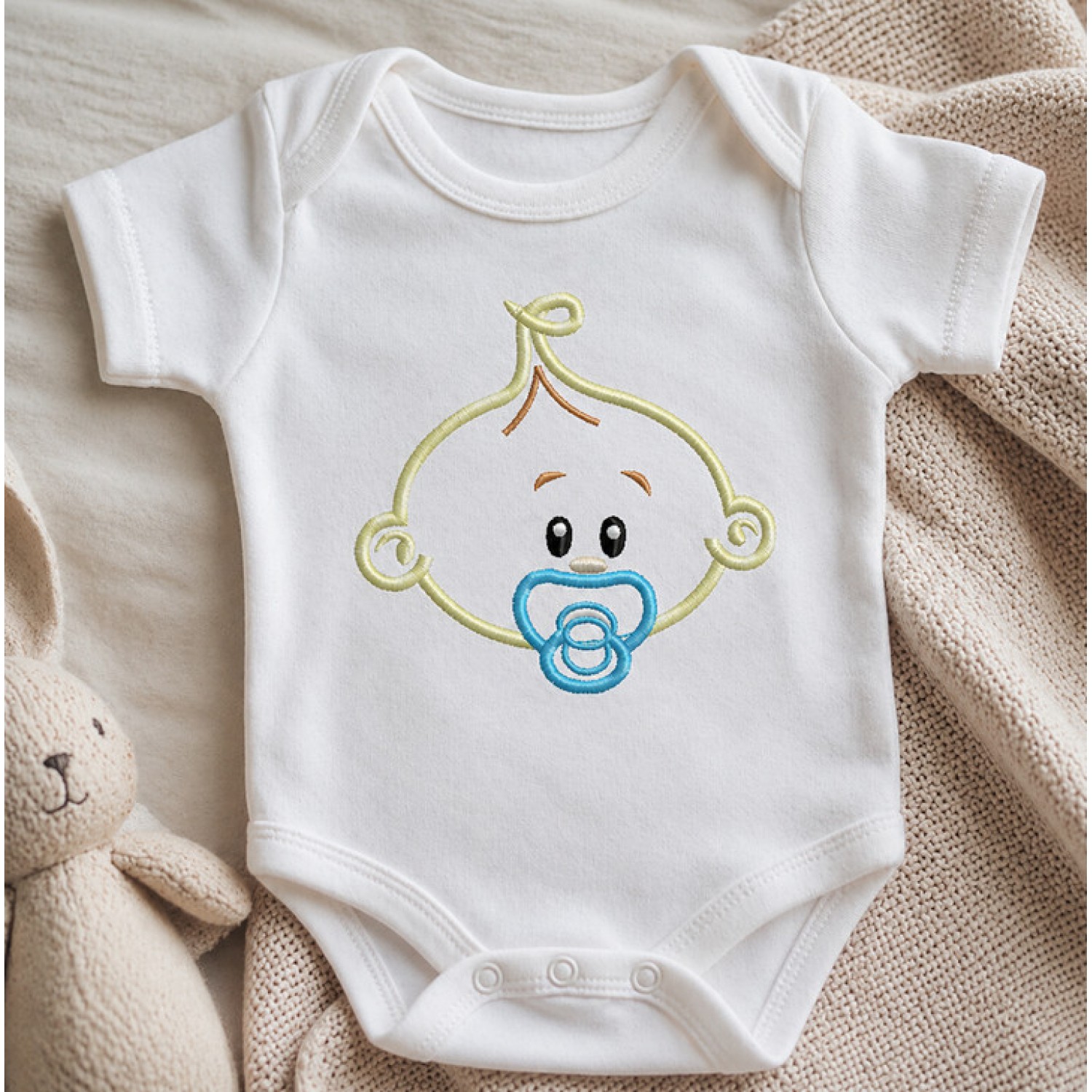 Cute Baby Face Embroidery Design