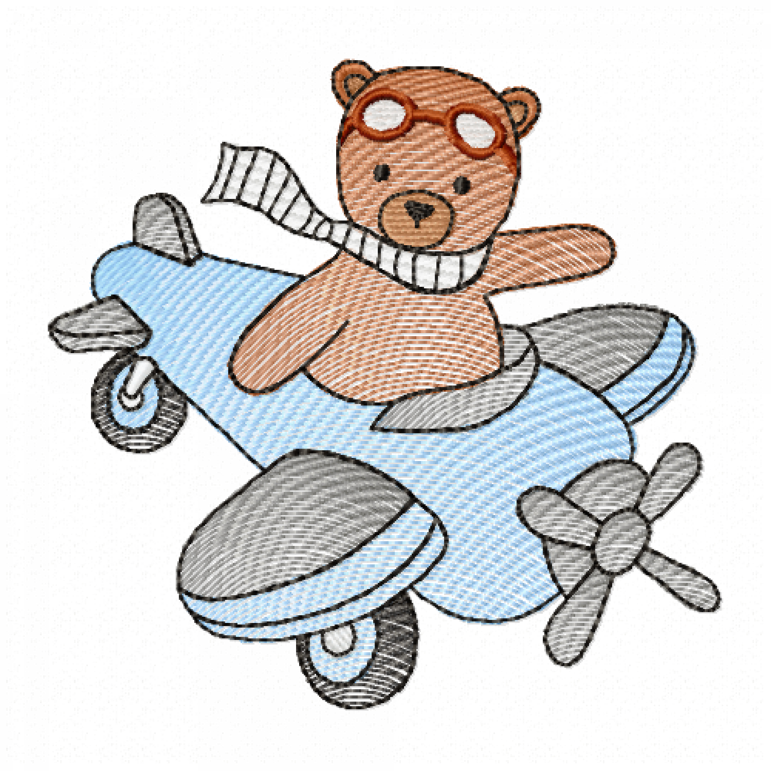 Teddy Bear Flying Embroidery Design Free 4x4