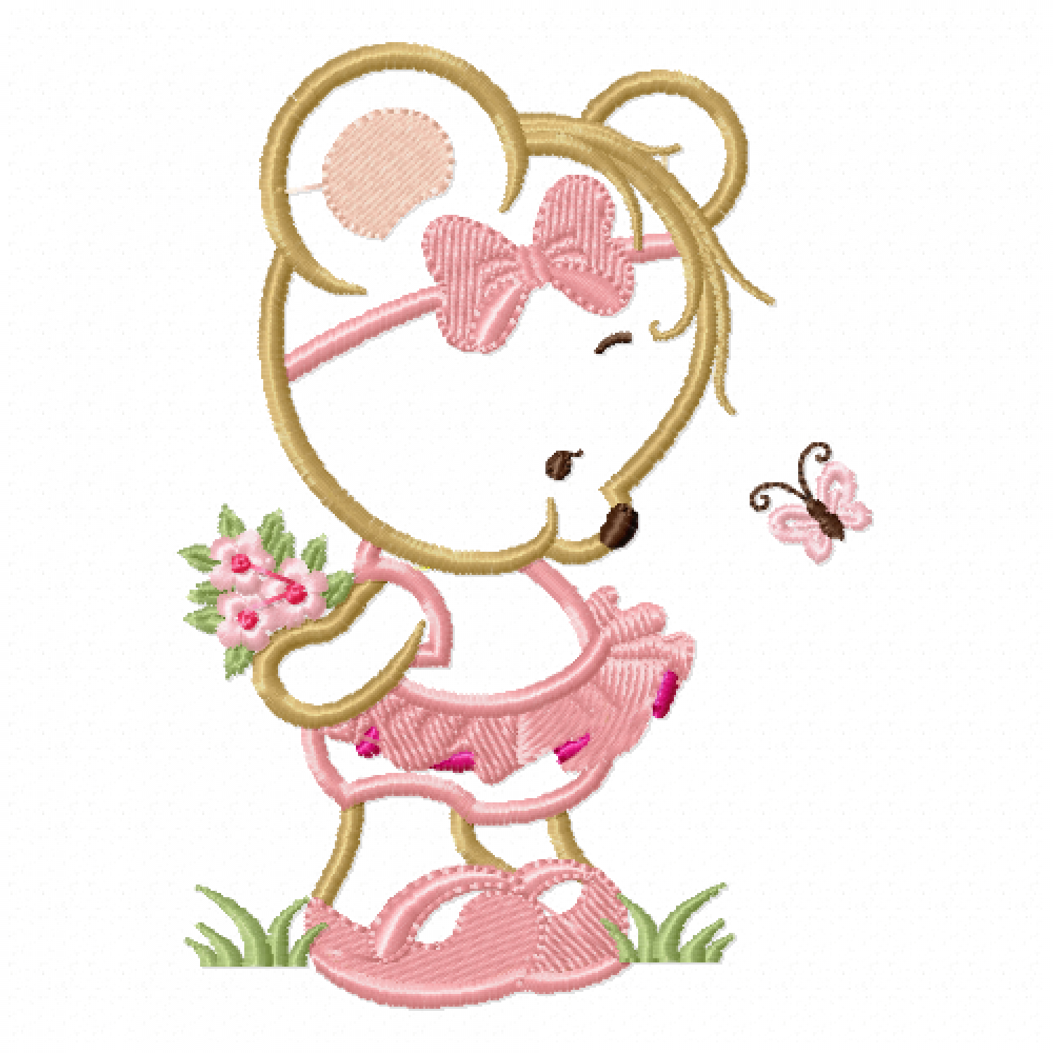 Free Cute Girl Bear Embroidery Design 5x7