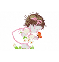 Free Cute Girl Embroidery Design 4x4