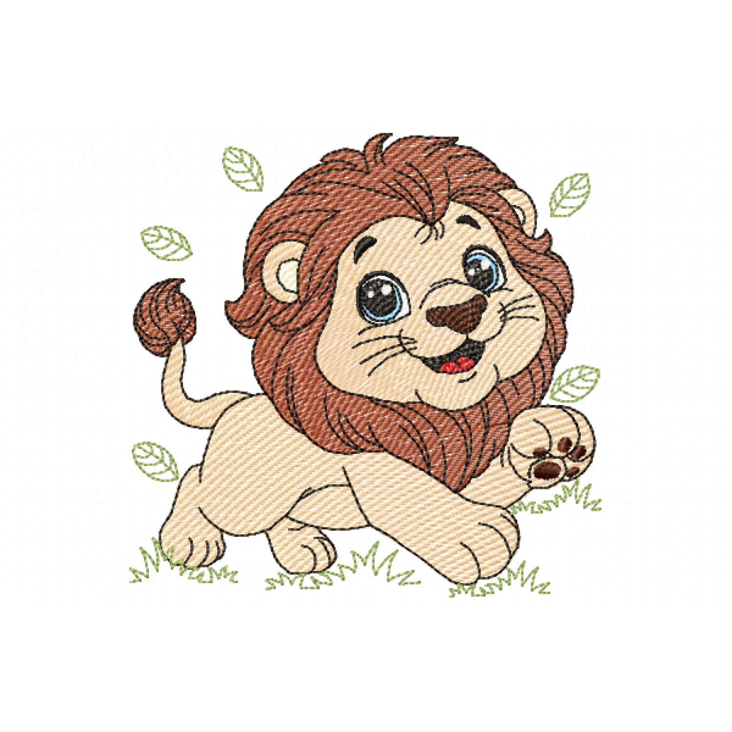 Cute Lion Embroidery Design 5X7