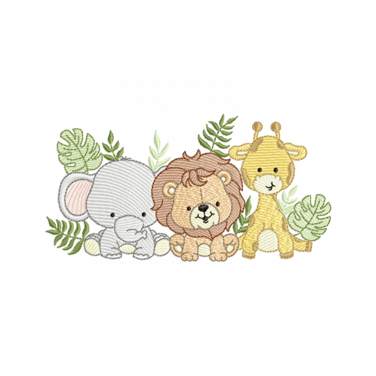 Cute Safari Animals Embroidery Design 6 sizes