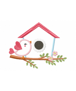 Cute Bird on Branch Embroidery Design Cute Bird on Branch Embroidery Design
