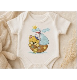 Cute Baby Sailor Bear Embroidery Design