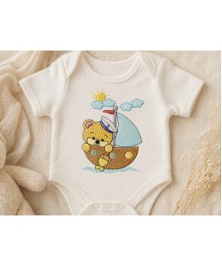 Cute Baby Sailor Bear Embroidery Design