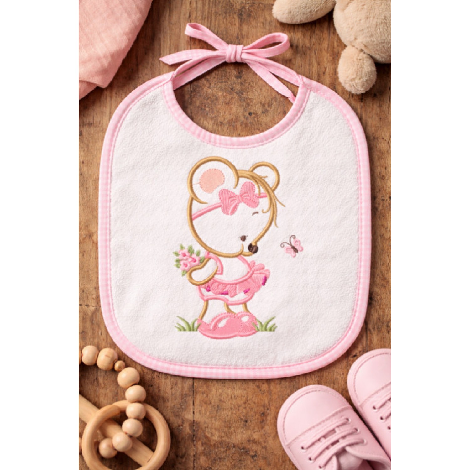 Cute Girl Bear Embroidery Design Free 5x7