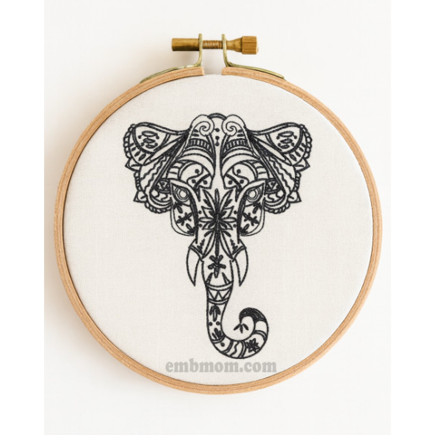 Decorated elephant face Embroidery Design