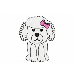 Cute Dog Girl Embroidery Design 4x4