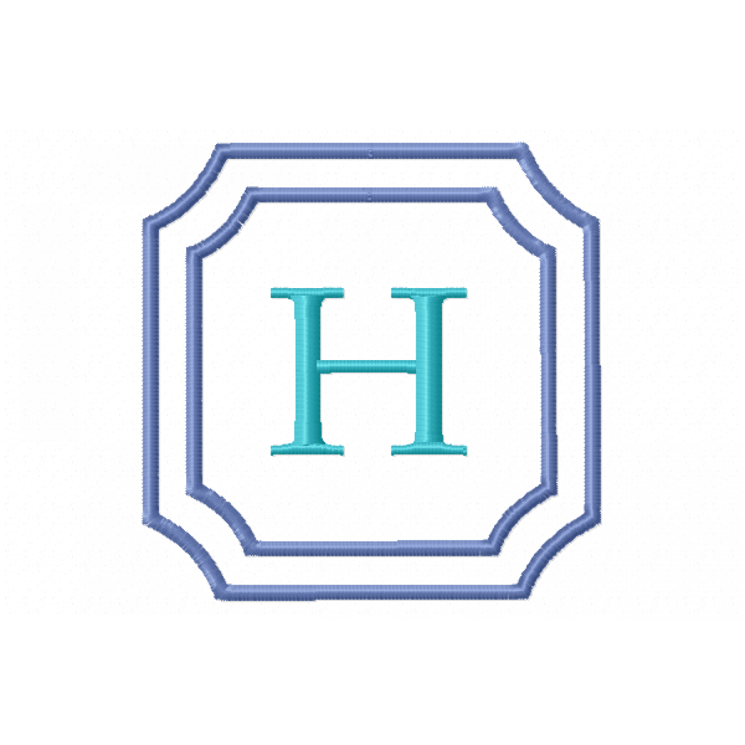 Double Framed Monogram Letter H Embroidery Design Free 4X4