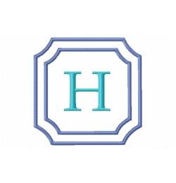 Double Framed Monogram Letter H Embroidery Design Free 4X4