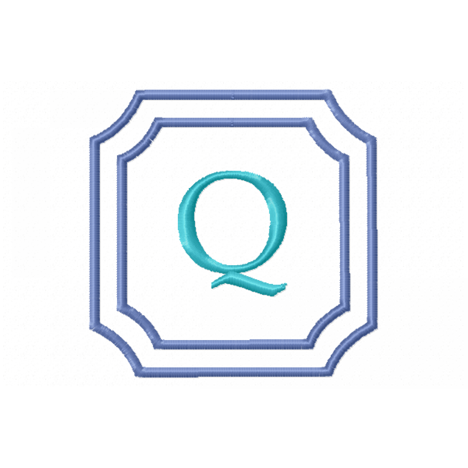 Double Framed Monogram Letter Q Embroidery Design
