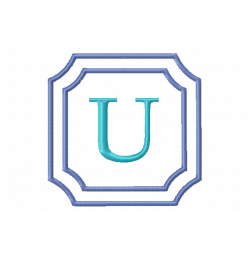 Double Framed Monogram Letter U Embroidery Design