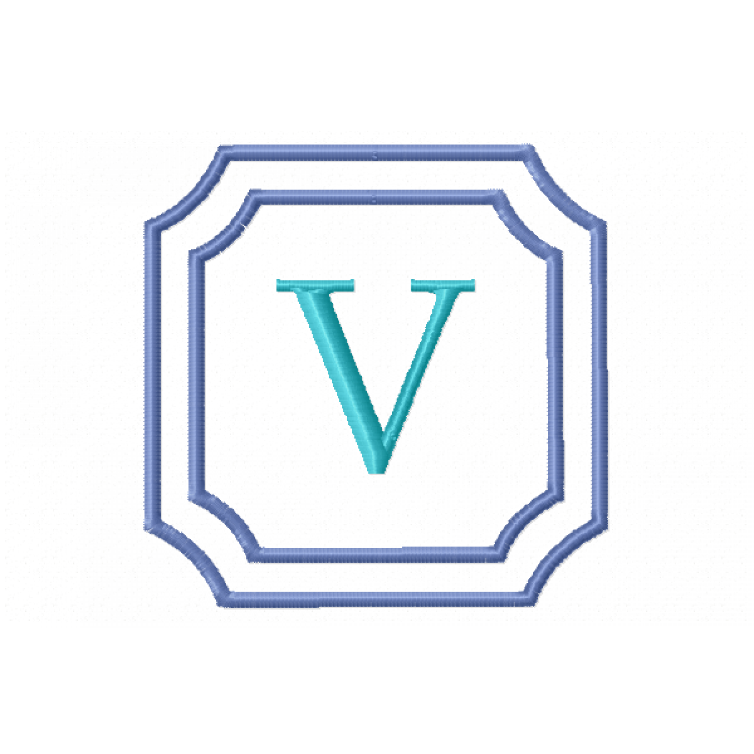 Double Framed Monogram Letter V Embroidery Design Free 4x4