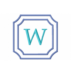 Double Framed Monogram Letter W Embroidery Design