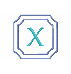 Double Framed Monogram Letter X Embroidery Design