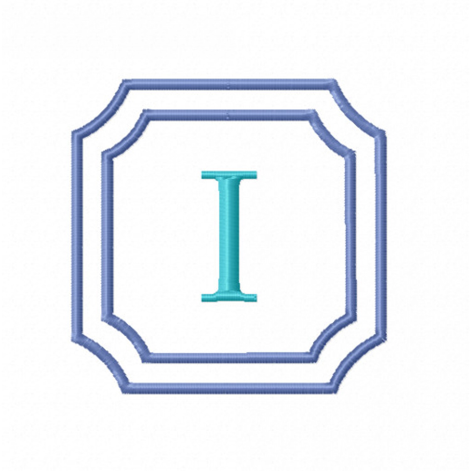 Double Framed Monogram Letter I Embroidery Design