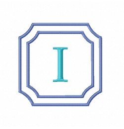 Double Framed Monogram Letter I Embroidery Design