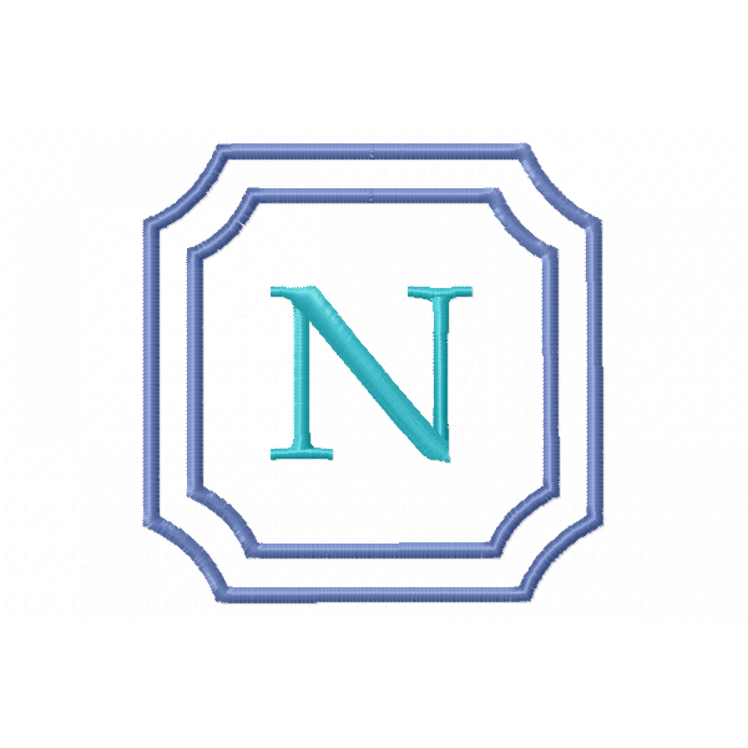 Double Framed Monogram Letter N Embroidery Design