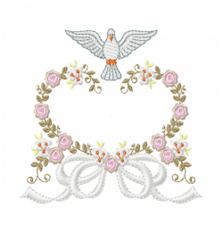 Dove and flower heart Embroidery Design