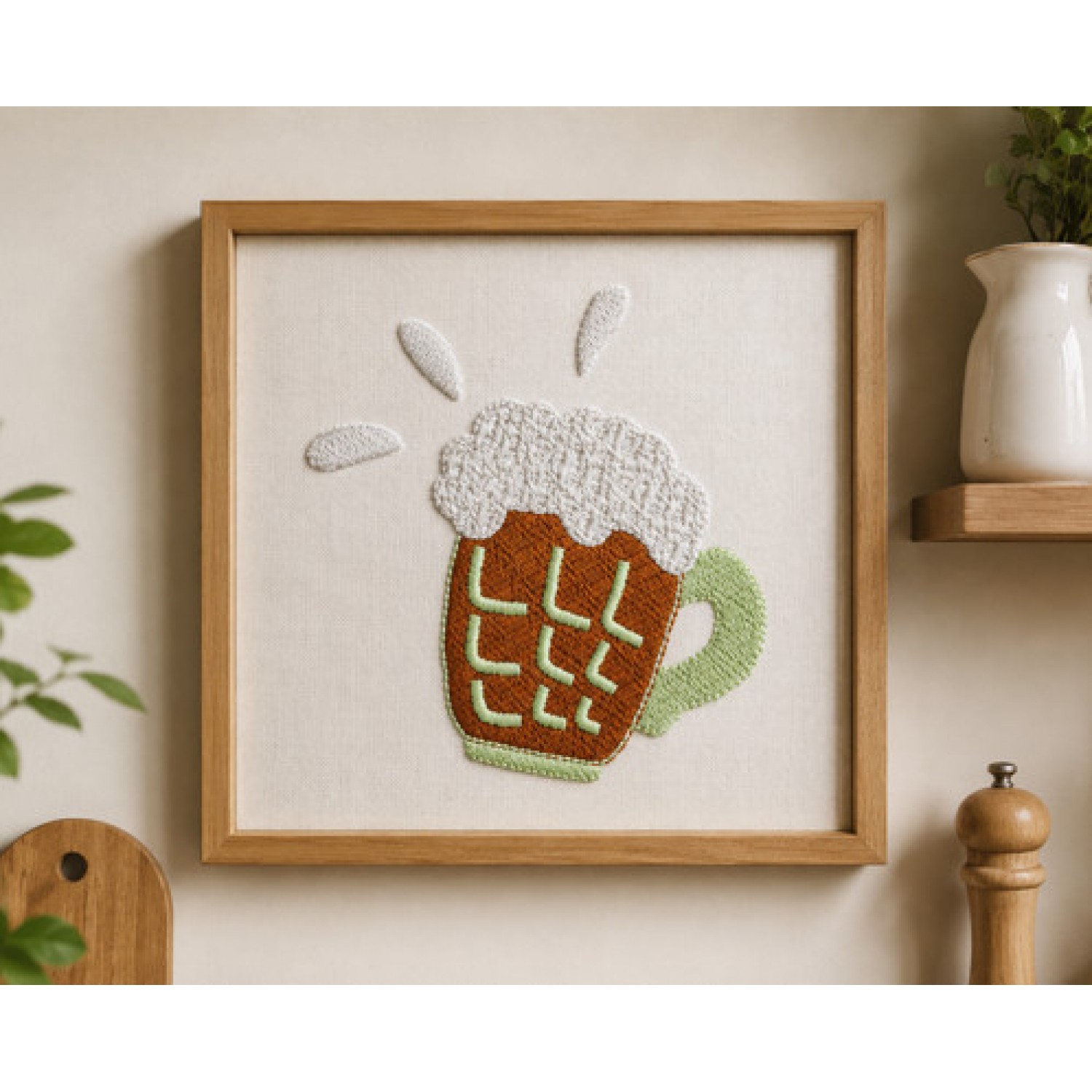Foamy Beer Mug Embroidery Design