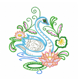 Duck in water Embroidery Design