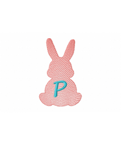 Easter Bunny Letter P Embroidery Design free 4x4