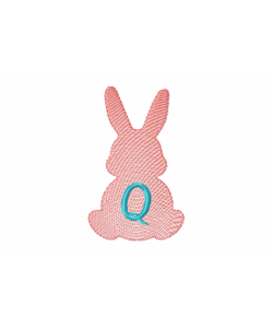 Easter Bunny Letter Q Embroidery Design Free 4x4