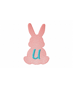 Easter Bunny Letter U Embroidery Design free 4x4