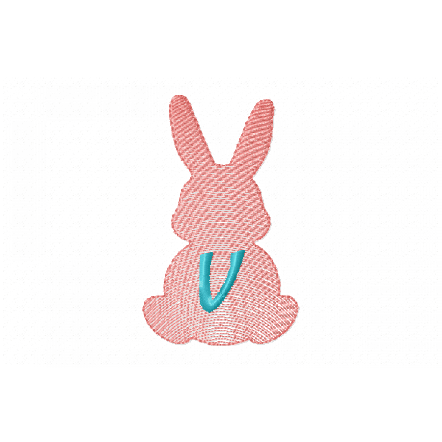 Easter Bunny Letter V Embroidery Design 4x4