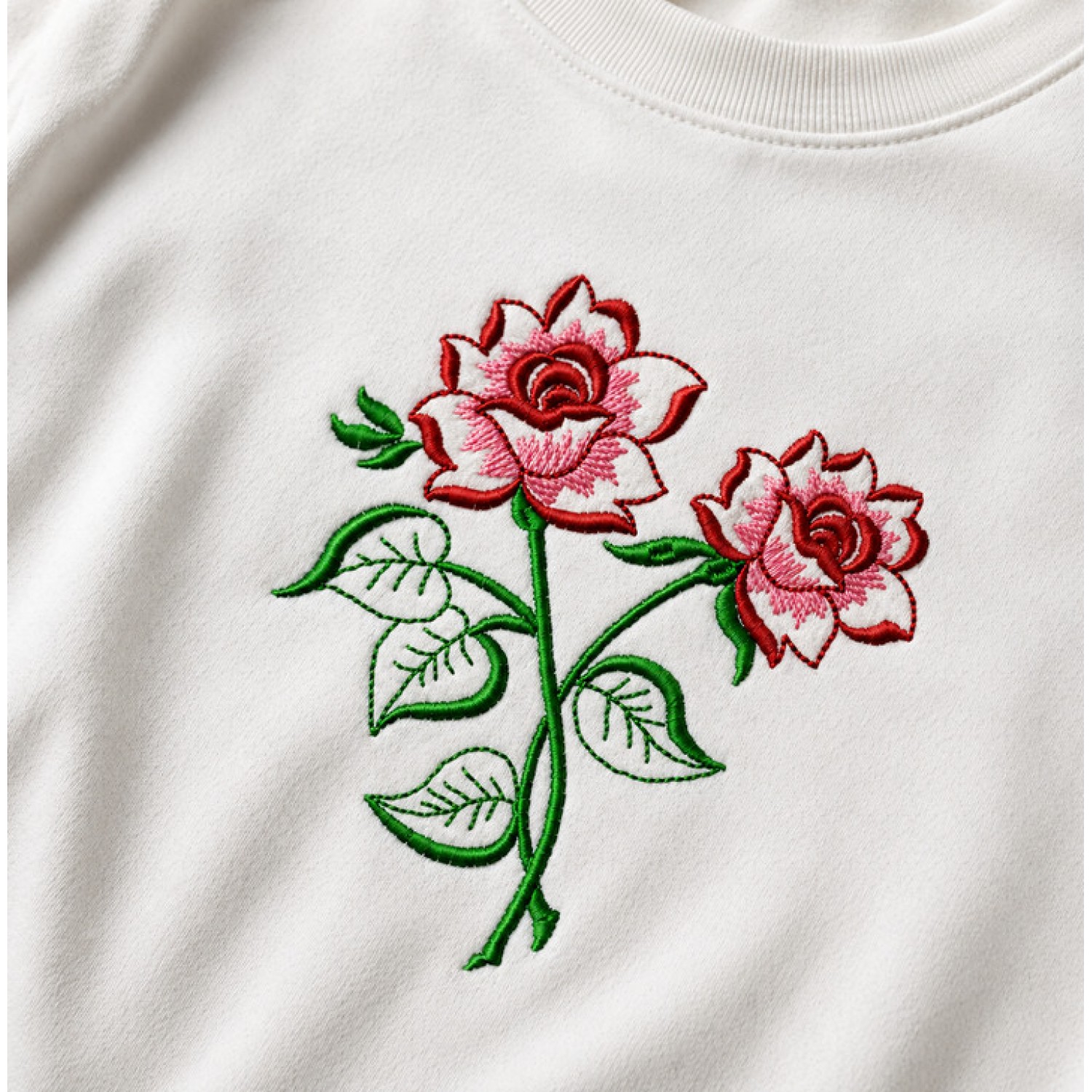 Elegant Twin Rose Embroidery Design